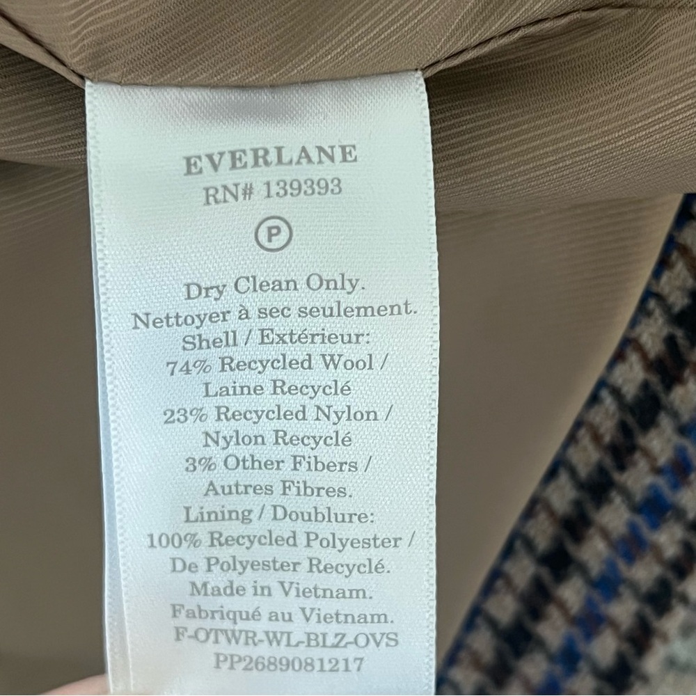 Everlane 80s Oversized Blazer Wool Houndstooth Brown Blue Size 2 NWOT - Picture 12 of 12
